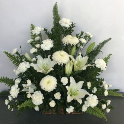 Peaceful White Lilies Basket-sympathy arrangement-Van Florist delivery Vancouver