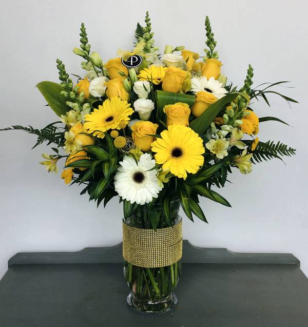 FA018-Gold Anniversary Flower Arrangement