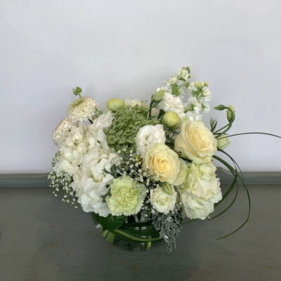 white flower arrangement-Van Florist delivery Vancouver
