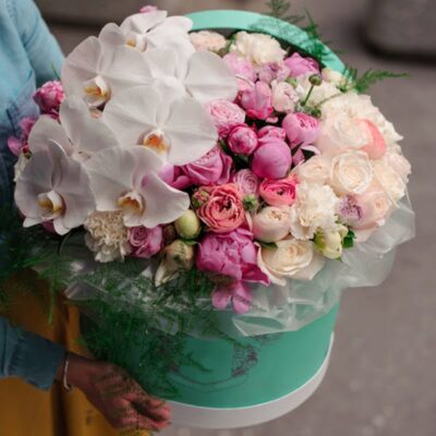 HB003 Pink and White Flower Hat Box