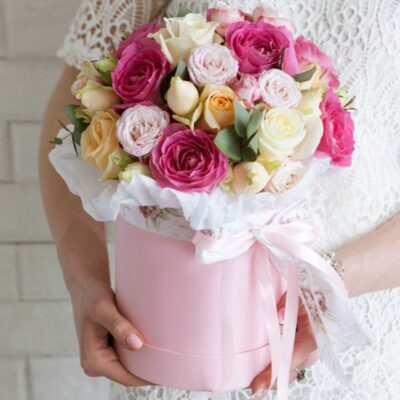HB004 Pink Flower Hat Box