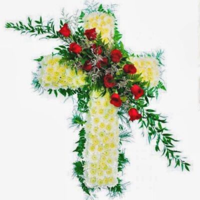 SS004-Plush Cross Standing Spray